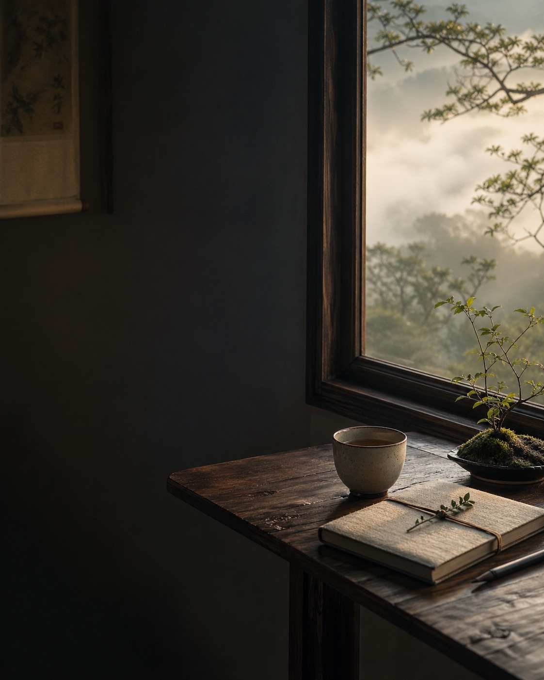 Quiet window, tea, and journal for a daily reset